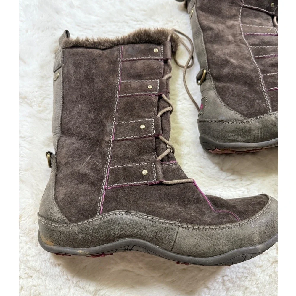 The North Face Winter Boots 8.5 Brown Waterproof Suede PrimaLoft Faux Fur Hiking